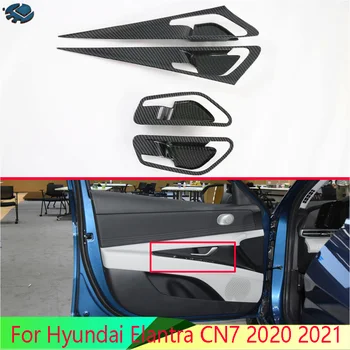 Pre Hyundai Elantra CN7 2020 2021 Auto Príslušenstvo Uhlíkových Vlákien Štýl Vnútorné Dvere, Rukoväť Kryt Chytiť Misy Trim Vložte Rám Rám