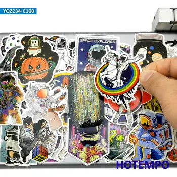 100ks Astronaut Vesmíru Cudzie kozmická Loď Zábavné Zmiešané Graffiti Nepremokavé odtlačkový aršík Nálepiek Pack Hračka pre Deti DIY Telefón, Notebook