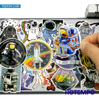 100ks Astronaut Vesmíru Cudzie kozmická Loď Zábavné Zmiešané Graffiti Nepremokavé odtlačkový aršík Nálepiek Pack Hračka pre Deti DIY Telefón, Notebook