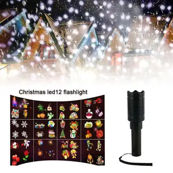 LED Laserový Projektor Svetlo 12 Vzory Vianoce Baterka Snowflake Elk LED Projekčnej Lampy Vianočné Dekorácie Vzor Pozornosti