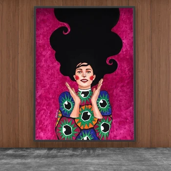Abstraktné, Farebné Dievča Wall Art Plátno Na Maľovanie Nordic Plagát Kvet Vlasy Cuadros Obrazov Na Stenu Pre Obývacia Izba Ročníka Bez Rámu