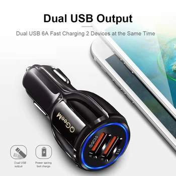 QGEEM Dual USB QC 3.0 Auto Nabíjačka, Rýchle Nabíjanie 3.0 Telefón Nabíjanie Auto Rýchlo Nabíjačka 2Ports USB Prenosné Nabíjačky pre iPhone Xiaom