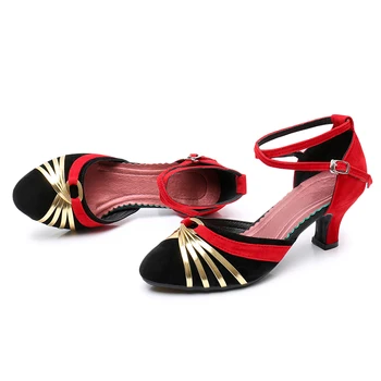 HROYL Hot-predaj Moderný latinské Tanečné Topánky pre tanec Ženy latinskej Tango Sála PU+Satin +Gumy jediným tanečné topánky žien Podpätky