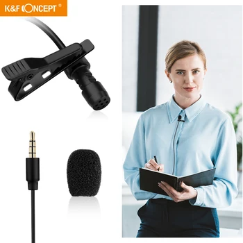 K&F Koncept M1 3,5 mm Lav Nabíjateľná Klope Kondenzátora Mikrofón s Clip-on Systém Záznamu pre Chytré Telefóny DSLR Fotoaparáty, Video