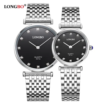 Móda Longbo Luxurybrandclassic Páry Hodinky Business Štýle Milovníkov Muži Ženy Hodiny Quartz Charms Analógové náramkové hodinky 8973a