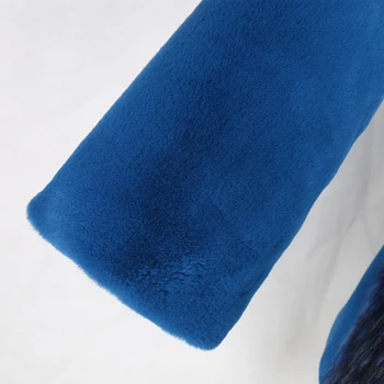 Nerazzurri zimná modrá umelú kožušinu kabát s fox výbava pravidelné dlhý rukáv plus veľkosť teplé načechraný chlpaté falošné kožušiny bunda 5xl 6xl 7xl