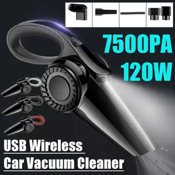 7500Pa Výkonný Bezdrôtový Auto Vysávač Prenosný Vreckový 120W USB Bezdrôtový Wet&Dry Používať Nabíjateľné Domov Auto Vysávač
