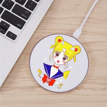JAMULAR Roztomilé Anime Sailor Moon Bezdrôtovú Nabíjačku Pad pre Iphone 12 11 X pre Airpods Nabíjania, Nabíjačka PRE Samsung Huawei XIAO