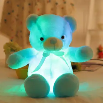 Kreatívne rozsvieti LED macko Vypchaté Zvieratá Plyšové Hračky Farebné Žiariaci Vianočný Darček pre Deti Vankúš