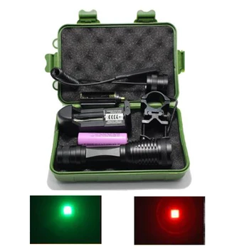 1000 lumenov Zoom Červená Zelená 18650 LED Baterka Lov Rybolov Svetlo, ZAPNUTIE/VYPNUTIE Režim S Pištoľou Klip Diaľkové Tlakový Spínač