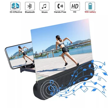 12 Palcový Displej HD 3D Mobilný Telefón Obrazovke Zosilňovač zväčšovacie sklo S Drôtenou Bluetooth Reproduktor Expander Držiak Stôl Držiteľ zväčšovacie sklo