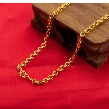 5 ks/Veľa 61cm Mužov Neckalces Reťazca Vintage Dlho DIY JewelryLink Reťazca Náhrdelník 3.3-5MM Široké Zlatá Farba O Reťazca Náhrdelník