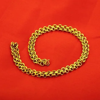 5 ks/Veľa 61cm Mužov Neckalces Reťazca Vintage Dlho DIY JewelryLink Reťazca Náhrdelník 3.3-5MM Široké Zlatá Farba O Reťazca Náhrdelník