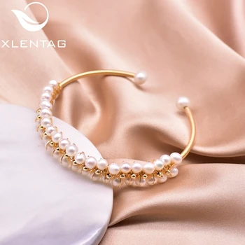 XlentAg Uhol Prírodná Biela Dvojvrstvové Perly Čakra Náramok Pre Ženy, Priateľstva Darčeky Módne Šperky Luxusný Dizajn GB0210A
