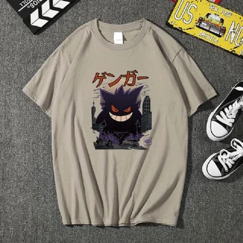 Mens Pokemon tričko Bavlna Mužské Tričko Hip Hop Streetwear Zábavné Vytlačiť Topy Čaj v Lete Plus Veľkosť T-shirt Mužov