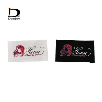 Vlastné logo Farebné tlač oblečenie tkané etikety predlžovanie vlasov parochňu štítky menovky