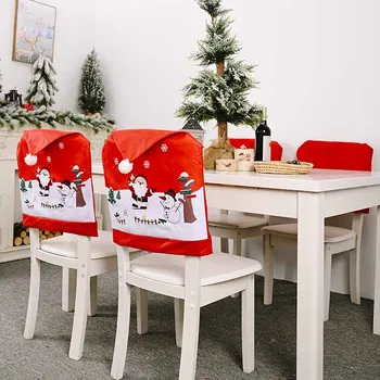 Stolička Kryt Večera Jedálenský Stôl Santa Claus Snehuliak Červený uzáver Ornament Stoličky Zadný Kryt Vianoce Domov Stôl Dekorácie 50*60 cm