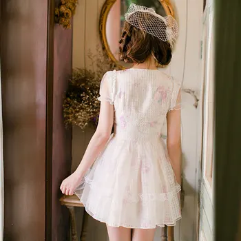 Princezná sladké lolita Candy Dážď Šifón šaty krátke rukávy vytlačené princezná šaty C22AB7123