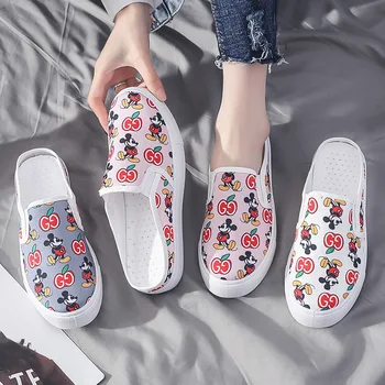 Karikatúra Disney Mickey Mouse dámske členkové topánky deti pol presuňte nové letné ľahké priedušná bežné plátno topánky dámske
