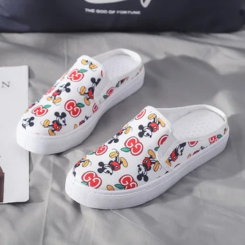 Karikatúra Disney Mickey Mouse dámske členkové topánky deti pol presuňte nové letné ľahké priedušná bežné plátno topánky dámske