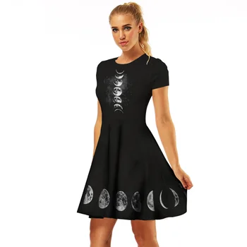 2020 Lete Sexy Gotický mini šaty Vintage Ženy krátke Šaty Obyčajný Fialová Dievčatá Kvalitnú Módu Žena mesiac Goth Šaty