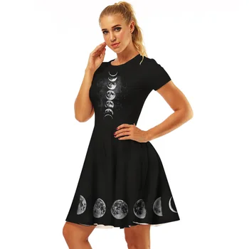 2020 Lete Sexy Gotický mini šaty Vintage Ženy krátke Šaty Obyčajný Fialová Dievčatá Kvalitnú Módu Žena mesiac Goth Šaty
