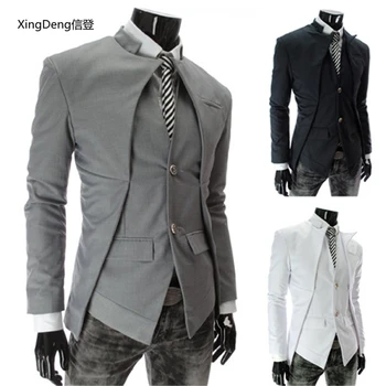 XingDeng mužov Veľkoobchod hot predaj bunda na Jeseň a v zime asymetrický tlačidlo oblečenie špeciálne pánskej módy stierka