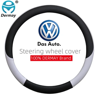 DERMAY Značky Kože Volante Vozidla Kryt pre Volkswagen VW Touran Auto interiérové Doplnky