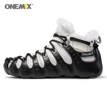 Onemix Zimné Topánky Čierne Topánky, dámske Topánky Anti Slip Topánky pre Mužov Školiteľov Šport Outdoor Tenisky Behanie V Teplou Podšívkou