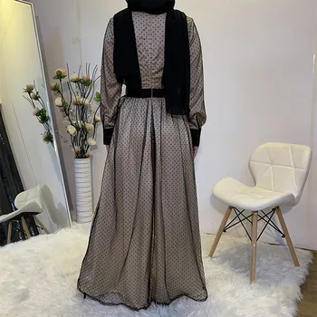 2020 Nových Prírastkov Vysokej Kvality Bodky Oka Textílie Abayas Dubaj S Satin Úplné Linajkované Abaya Moslimských Šaty Islamskej Turecko
