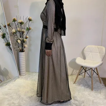 2020 Nových Prírastkov Vysokej Kvality Bodky Oka Textílie Abayas Dubaj S Satin Úplné Linajkované Abaya Moslimských Šaty Islamskej Turecko