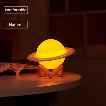 3D Tlač Saturn Svietidlo Nabíjateľné USB Nočné Svetlo Miestnosti Dekorácie Svetlá Malá stolná Lampa Dievčatá Darčeky Vianočný darček