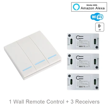 QIACHIP WiFi Smart Switch Bezdrôtové Diaľkové Ovládanie Svetla, Časovač spína Relé AC 110V 220V Domácej Automatizácie Práce S Amazon Alexa