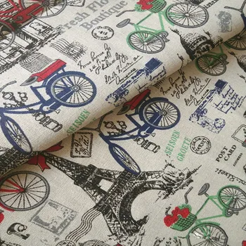 50*150 cm Bavlnená posteľná Bielizeň Textílie Patchwork HOBBY Domov Deco Tabuľka Kryt Vankúš Kryt Eiffelova Veža Zelená Červená Bicykli 715-7