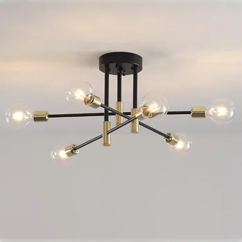 Moderná Severská E27 Black LED Luster Osvetlenie Edison 4/6/8 Svetlá Vnútorné Svietidlá Spálňa Lampa Izba
