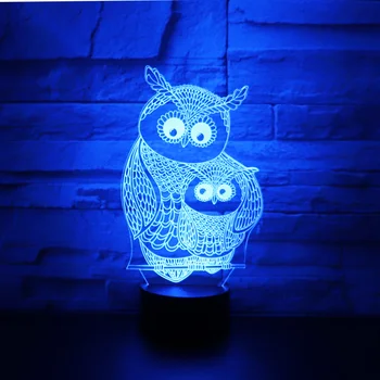 3D LED Nočné Svetlo Sova Dieťa s 7 Farieb Svetla, pre Domáce Dekorácie, Lampy Úžasné Vizualizácie Optické Ilúzie Úžasné