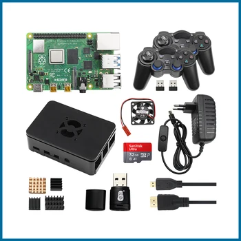 Raspberry Pi 4 Model B Hry Auta 2/4/8GB + Bezdrôtový Gamepads + 64 G/32GB SD Karta + Puzdro + Prepínač Napájania + Ventilátor + HDMI Kábel
