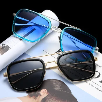 2019 Steampunk slnečné Okuliare Mužov Zrkadlové Dizajnér Značky Ženy Okuliare Vintage Blue Šošovky, Slnečné Okuliare UV400