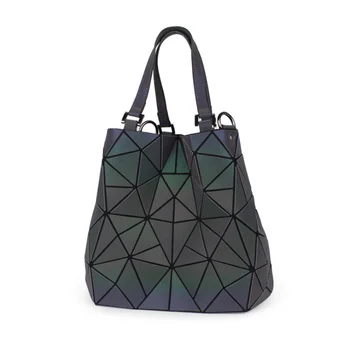 Geometrické diamond taška cez rameno, žien skladacia taška, svetelný vedro vrece, multifunkčný magic color prenosné uhlopriečka taška