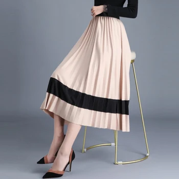 Vysoký Pás Dlhé Maxi Sukne Pre Ženy, Skladaný Faldas Mujer Moda Bežné Falda Mujer Kórejský Štýl Sukne Jupe Femme 2020