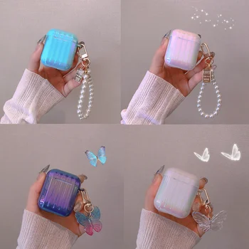 3D Pearl Shell Keychain Kvapka Vody Rainbow Pevného Slúchadlá Slúchadlá puzdro pre apple airpods 1 2 3 pro Bezdrôtový Headset kryt