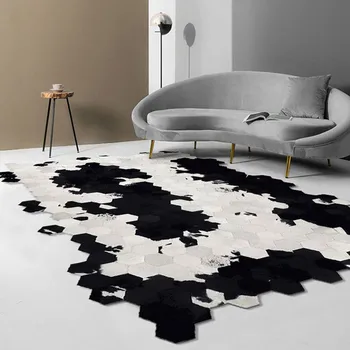 Americký štýl Kolo v tvare diamantu koberčeky cowhide patchwork koberec ,originálne kravy kože, kožušiny dekorácie rohože