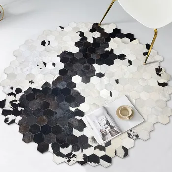Americký štýl Kolo v tvare diamantu koberčeky cowhide patchwork koberec ,originálne kravy kože, kožušiny dekorácie rohože