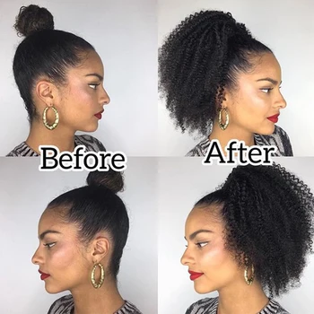 VAŠU KRÁSU Šnúrkou Kinky Afro Kučeravé Cope, Syntetické Vlasy Chignon Buchta Hairpiece Pre Ženy Updo Clip in Vlasy Lístkového Rozšírenie