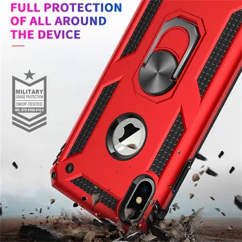 Shockproof Brnenie Stojan Telefón puzdro Pre iPhone XR XS Max X 6 6 7 8 Plus Prst Magnetický Krúžok Držiak Anti-Jeseň Soft Edge Pokrytie