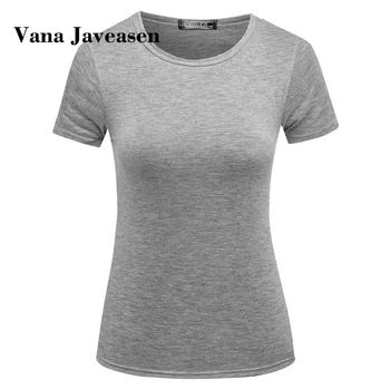 Vana Javeasen Bežné Ženy T-shirt Topy Krátky Rukáv Slim Tees Topy Pre Ženy Oblečenie Tričko Bežné Pevné T-shirt Streetwear