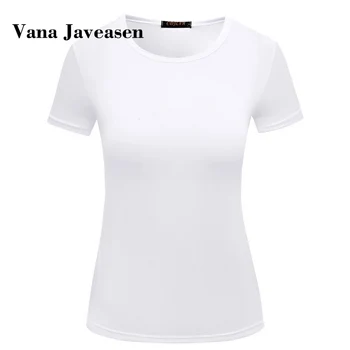 Vana Javeasen Bežné Ženy T-shirt Topy Krátky Rukáv Slim Tees Topy Pre Ženy Oblečenie Tričko Bežné Pevné T-shirt Streetwear