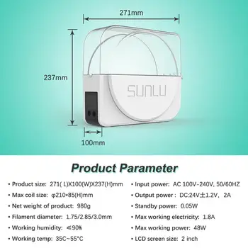 SUNLU Vlákna Bielizne Box FilaDryer S1 CHKO ABS Vlákna na Vlasy Úsporné Skladovanie Suchých Materiál Stroj FDM 3D Tlačiarne Príslušenstvo