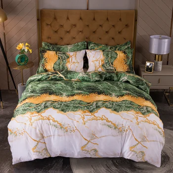 Luxusné Mramorové Tlač posteľná bielizeň Sady Jednoduché 240x220 Perinu King Size jednoduché Dvojité Kráľovná Deka Zahŕňa obliečka na Vankúš Č Posteľ List