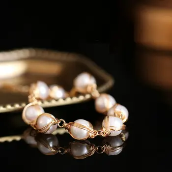 SINZRY originálny dizajn zlatá farba ručne vyrábané prírodné sladkovodné perly elegantné kúzlo náramok tvorivé lady šperky